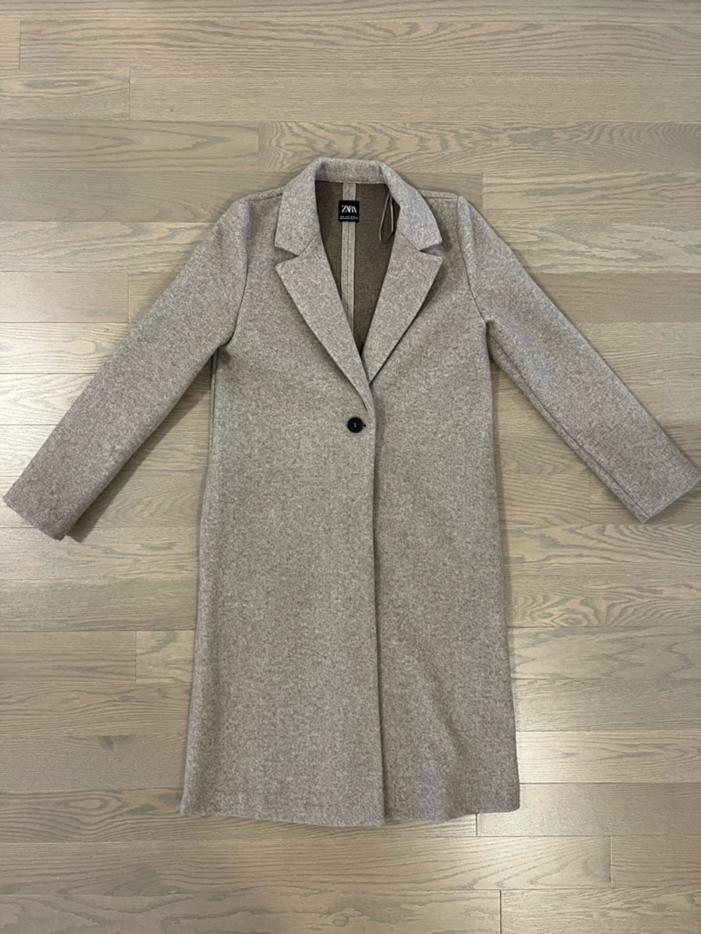 Zara Taupe Brown Single-Button Peacoat
